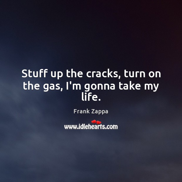 Stuff up the cracks, turn on the gas, I’m gonna take my life. Frank Zappa Picture Quote