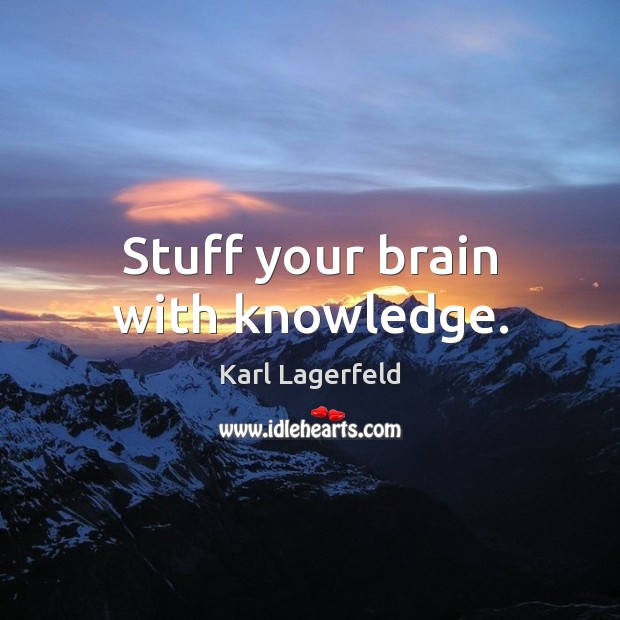 Stuff your brain with knowledge. Karl Lagerfeld Picture Quote