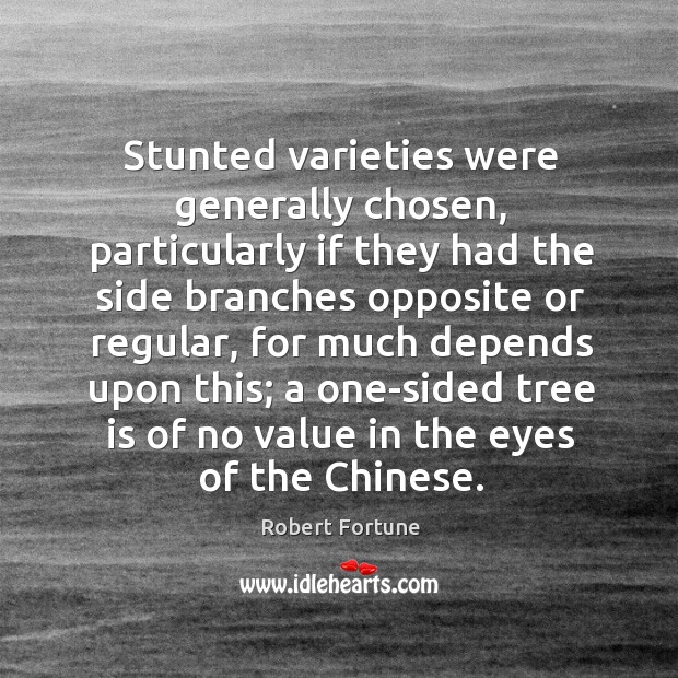 Stunted varieties were generally chosen, particularly if they had the side branches opposite or regular Robert Fortune Picture Quote