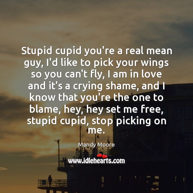 Stupid cupid you’re a real mean guy, I’d like to pick your Mandy Moore Picture Quote