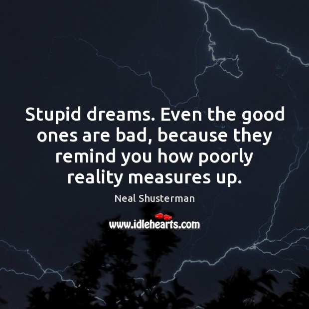 Stupid dreams. Even the good ones are bad, because they remind you Neal Shusterman Picture Quote