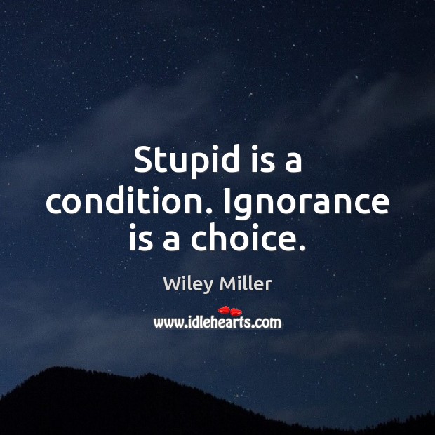 Stupid is a condition. Ignorance is a choice. Ignorance Quotes Image