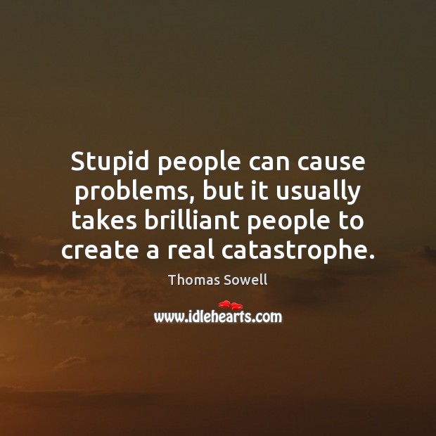 Stupid people can cause problems, but it usually takes brilliant people to Thomas Sowell Picture Quote