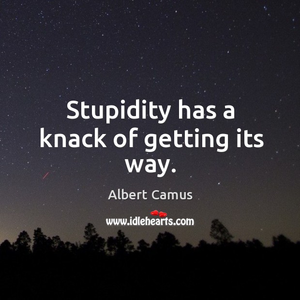 Stupidity has a knack of getting its way. Image