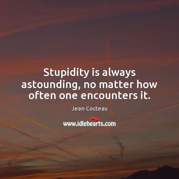 Stupidity is always astounding, no matter how often one encounters it. Image