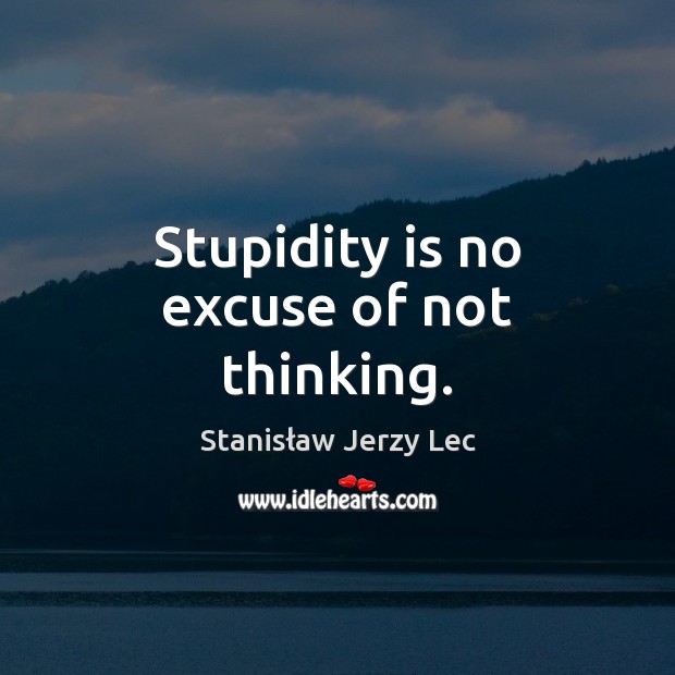 Stupidity is no excuse of not thinking. Image