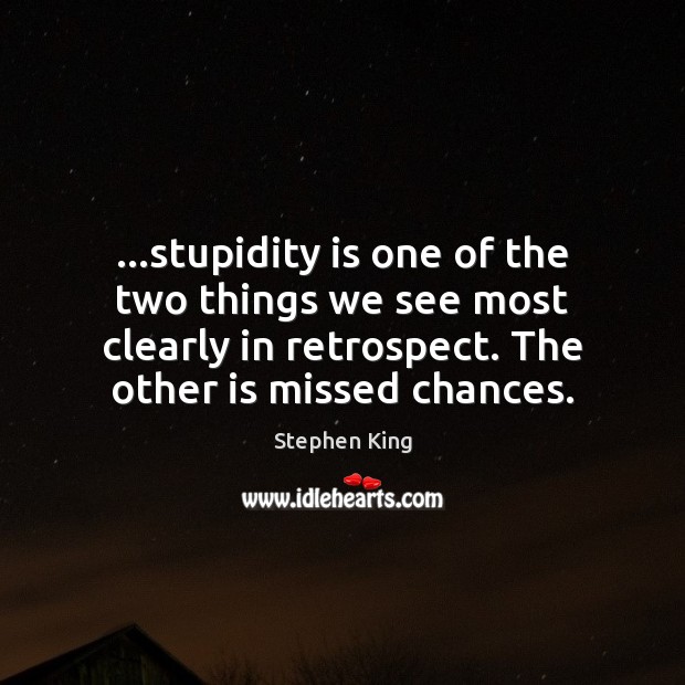 …stupidity is one of the two things we see most clearly in Stephen King Picture Quote