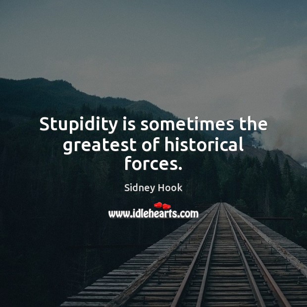 Stupidity is sometimes the greatest of historical forces. Sidney Hook Picture Quote