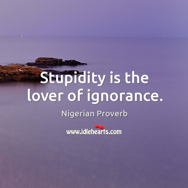 Stupidity is the lover of ignorance. Nigerian Proverbs Image