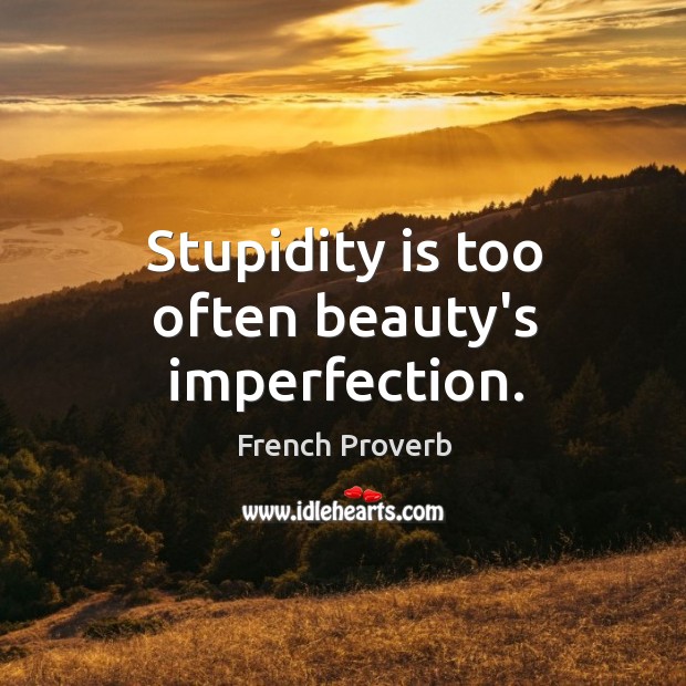 Stupidity is too often beauty’s imperfection. Imperfection Quotes Image