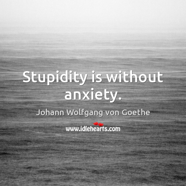 Stupidity is without anxiety. Johann Wolfgang von Goethe Picture Quote