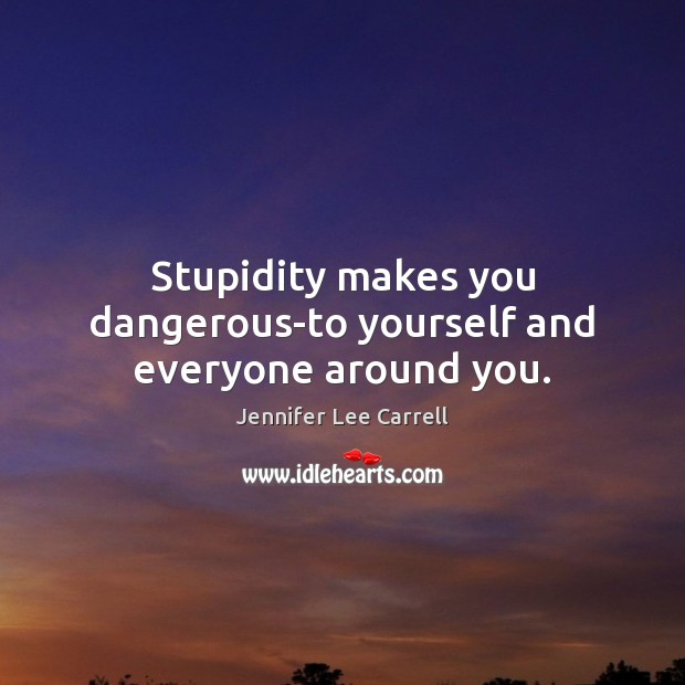 Stupidity makes you dangerous-to yourself and everyone around you. Image