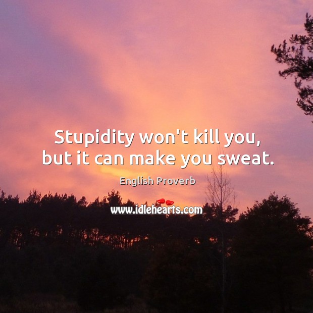 Stupidity won’t kill you, but it can make you sweat. English Proverbs Image