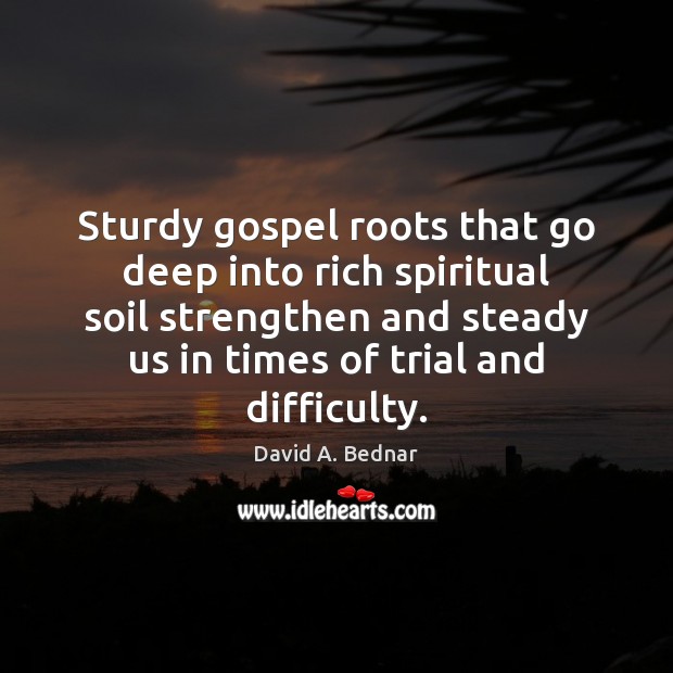 Sturdy gospel roots that go deep into rich spiritual soil strengthen and David A. Bednar Picture Quote