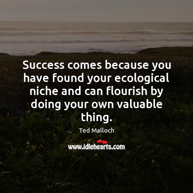 Success comes because you have found your ecological niche and can flourish Image