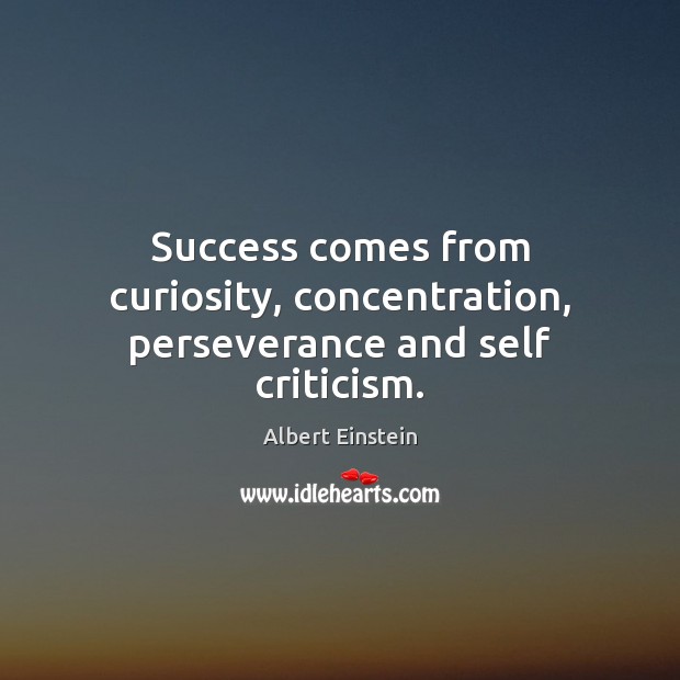 Success comes from curiosity, concentration, perseverance and self criticism. Image