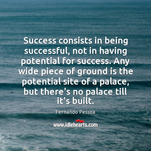 Success consists in being successful, not in having potential for success. Any Being Successful Quotes Image