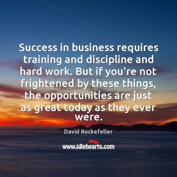 Success in business requires training and discipline and hard work. But if David Rockefeller Picture Quote