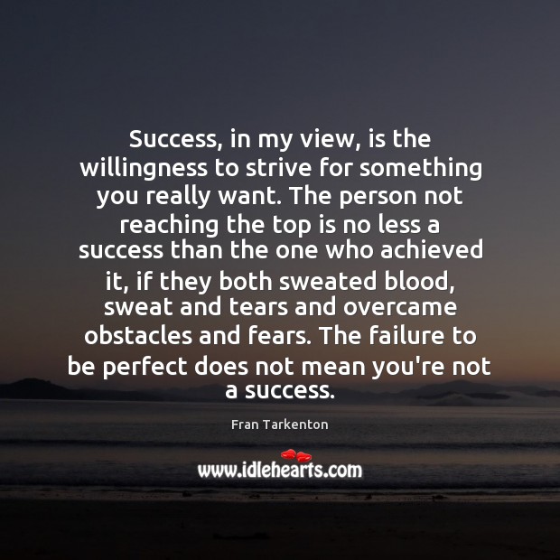 Success, in my view, is the willingness to strive for something you Image