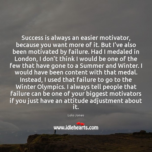 Success is always an easier motivator, because you want more of it. Lolo Jones Picture Quote