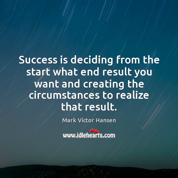 Success is deciding from the start what end result you want and Image
