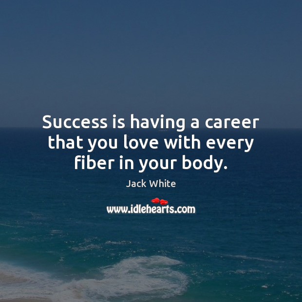 Success is having a career that you love with every fiber in your body. Jack White Picture Quote