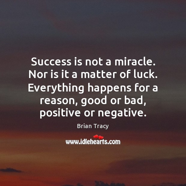 Success is not a miracle. Nor is it a matter of luck. Success Quotes Image