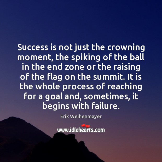 Success is not just the crowning moment, the spiking of the ball Success Quotes Image
