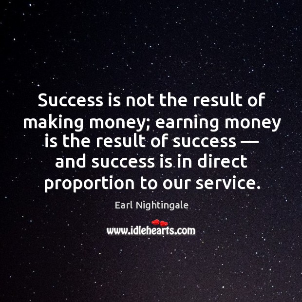 Success is not the result of making money; earning money is the Success Quotes Image