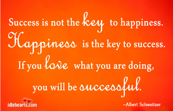 Success is not the key to happiness Albert Schweitzer Picture Quote