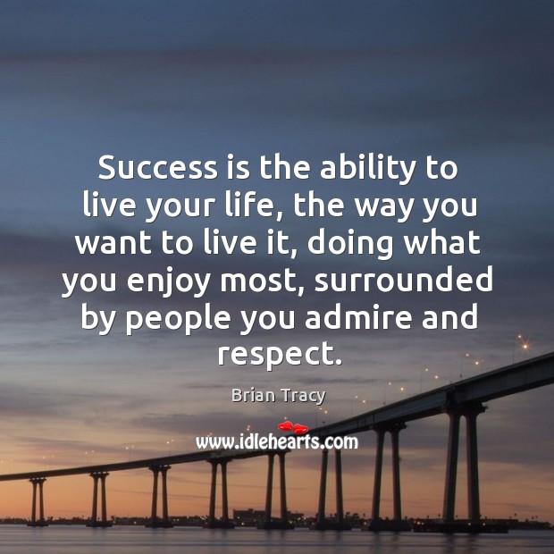 Success is the ability to live your life, the way you want Brian Tracy Picture Quote