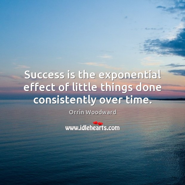 Success is the exponential effect of little things done consistently over time. Success Quotes Image