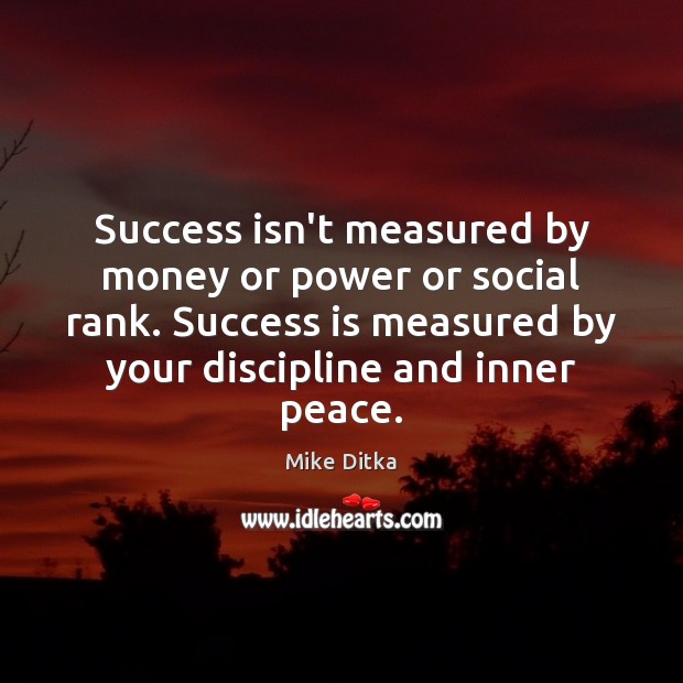 Success isn’t measured by money or power or social rank. Success is Mike Ditka Picture Quote