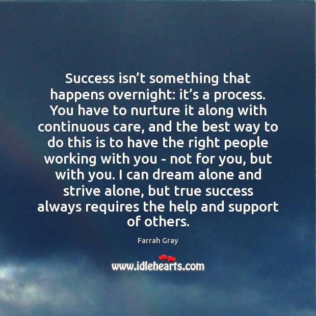 Success isn’t something that happens overnight: it’s a process. You Farrah Gray Picture Quote