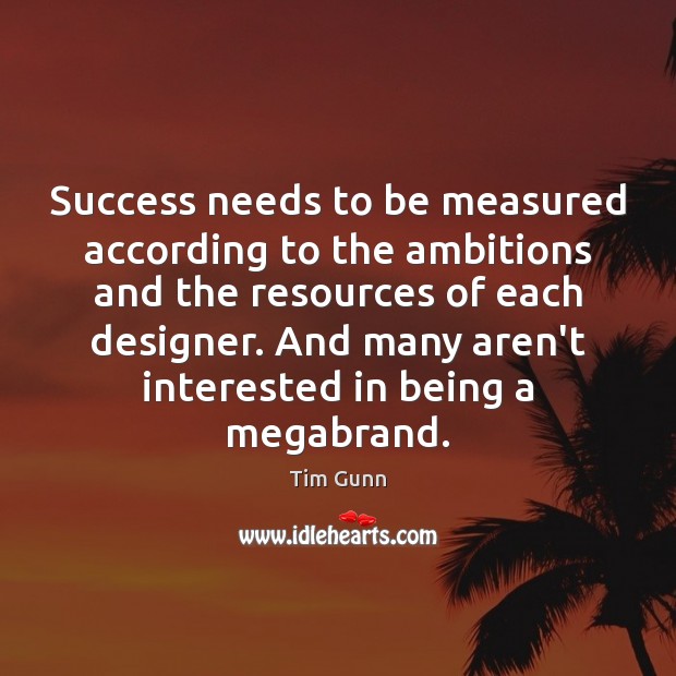 Success needs to be measured according to the ambitions and the resources Tim Gunn Picture Quote