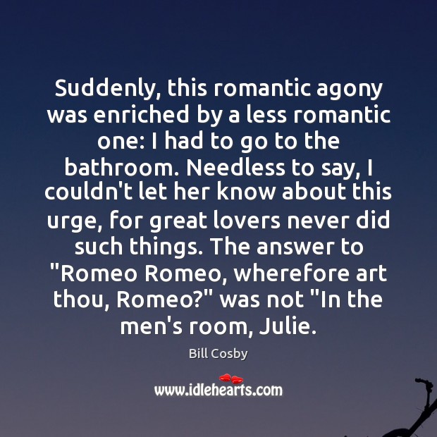 Suddenly, this romantic agony was enriched by a less romantic one: I Image