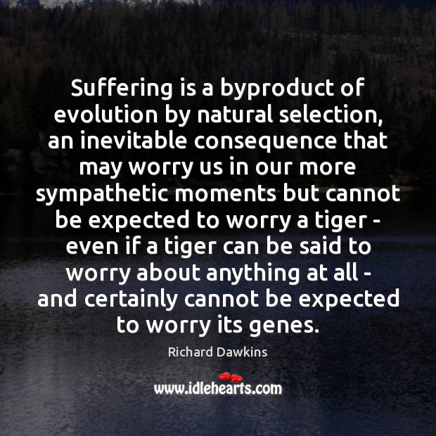 Suffering is a byproduct of evolution by natural selection, an inevitable consequence Richard Dawkins Picture Quote