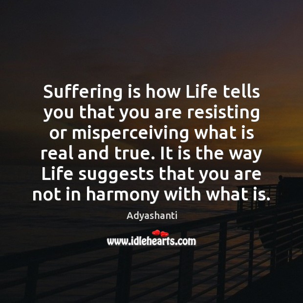 Suffering is how Life tells you that you are resisting or misperceiving Adyashanti Picture Quote