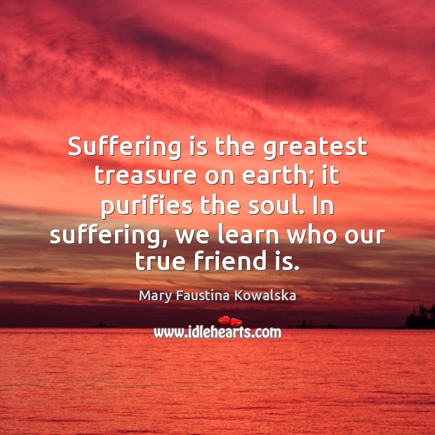 Suffering is the greatest treasure on earth; it purifies the soul. In True Friends Quotes Image
