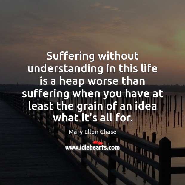 Suffering without understanding in this life is a heap worse than suffering Mary Ellen Chase Picture Quote