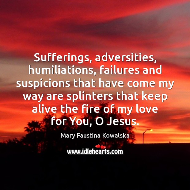 Sufferings, adversities, humiliations, failures and suspicions that have come my way are Image