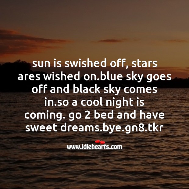 Sun is swished off Good Night Messages Image
