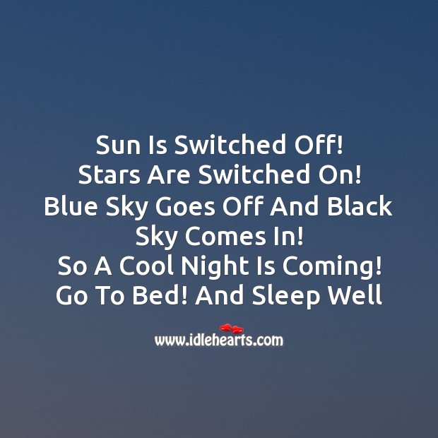 Sun is switched off! stars are switched on! Good Night Messages Image