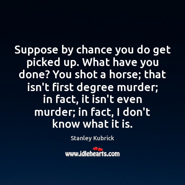 Suppose by chance you do get picked up. What have you done? Stanley Kubrick Picture Quote