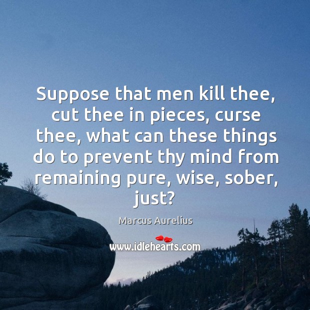 Suppose that men kill thee, cut thee in pieces, curse thee, what Marcus Aurelius Picture Quote
