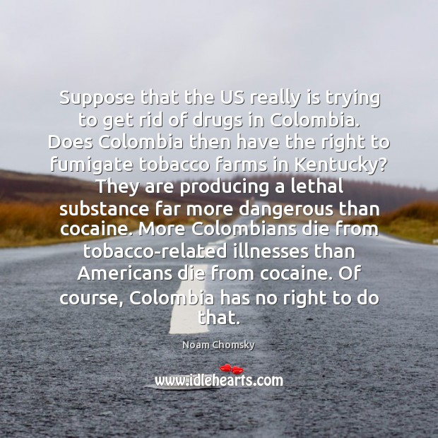 Suppose that the US really is trying to get rid of drugs Noam Chomsky Picture Quote