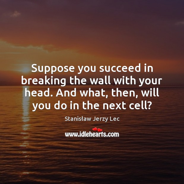 Suppose you succeed in breaking the wall with your head. And what, Stanisław Jerzy Lec Picture Quote