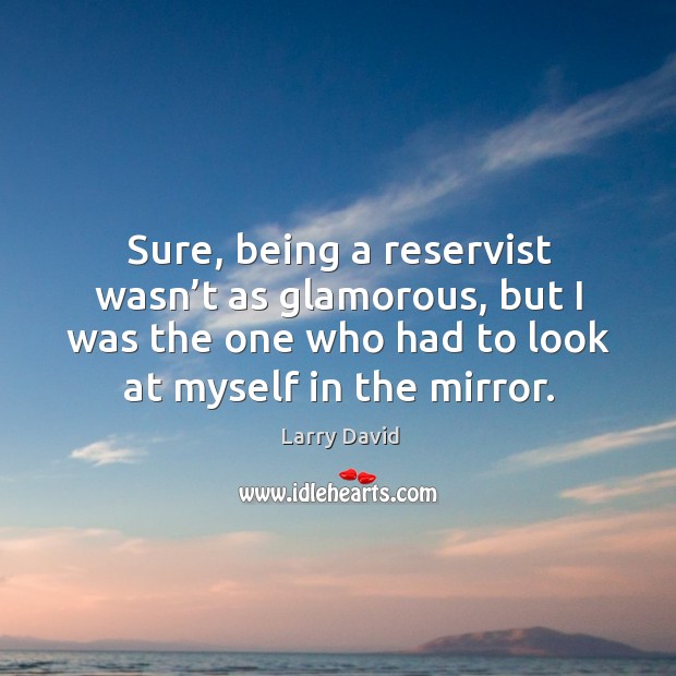 Sure, being a reservist wasn’t as glamorous, but I was the one who had to look at myself in the mirror. Larry David Picture Quote