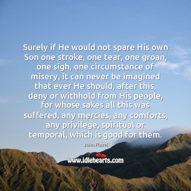 Surely if He would not spare His own Son one stroke, one John Flavel Picture Quote