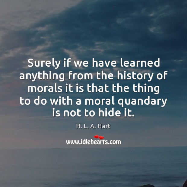 Surely if we have learned anything from the history of morals it H. L. A. Hart Picture Quote